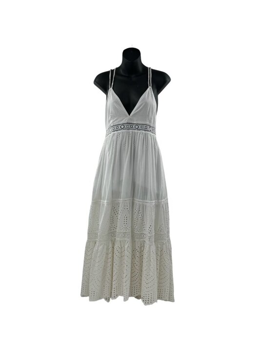 MISA Dresses & Skirts - MISA Los Angeles Allegra Women's Allegra White Eyelet Lace Maxi Dress V-Neck Spa